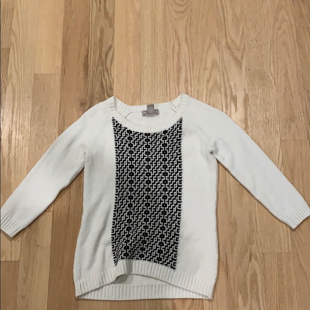 white and black sweater